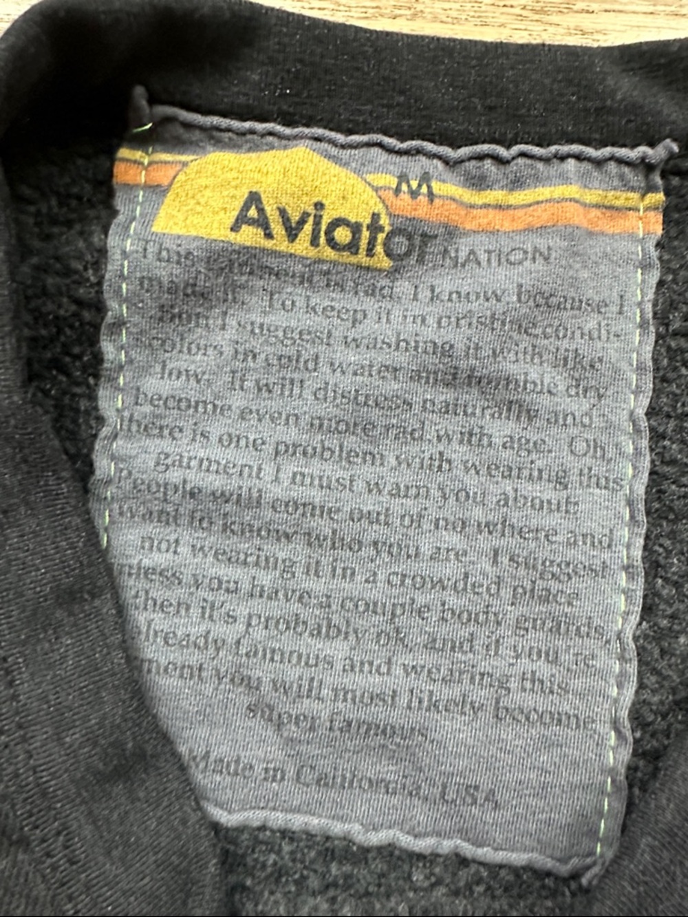 Aviator Nation Black Crewneck Sweatshirt with Rainbow Trim - Picture 2 of 5